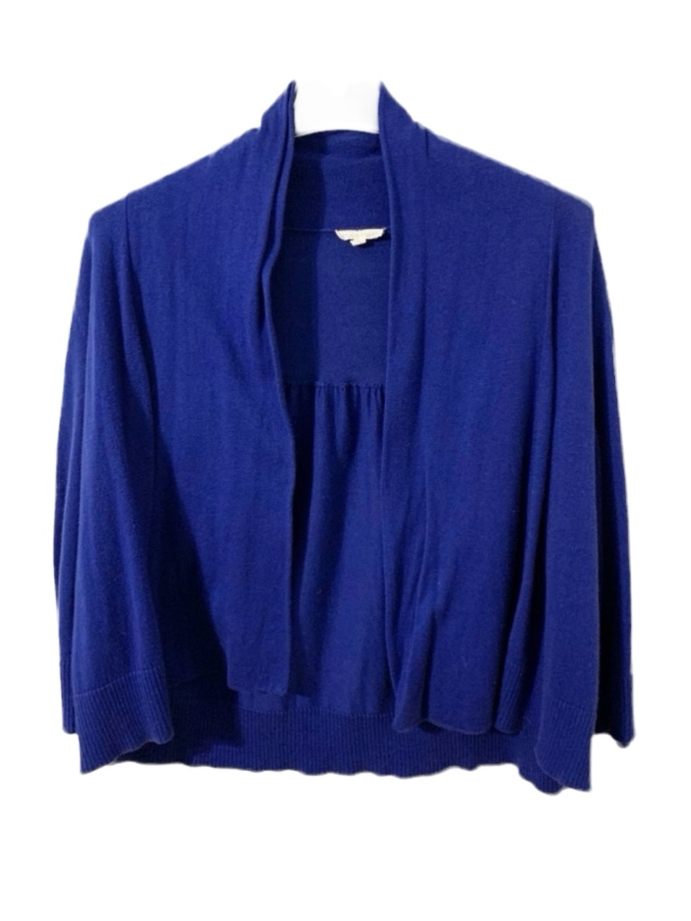 Eileen Fisher 100% Organic Cotton Open Front Cardigan Sweater Royal Blue Large